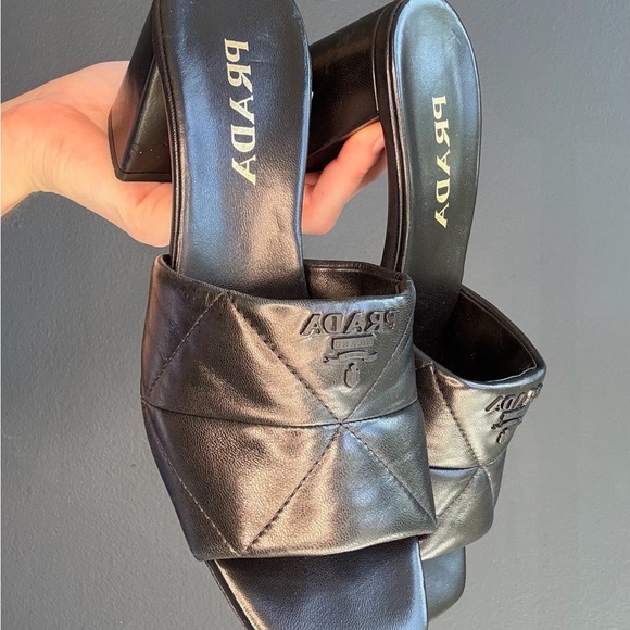 Prada Metallic Mules with Luxe Textural Design - Picture 2 of 4